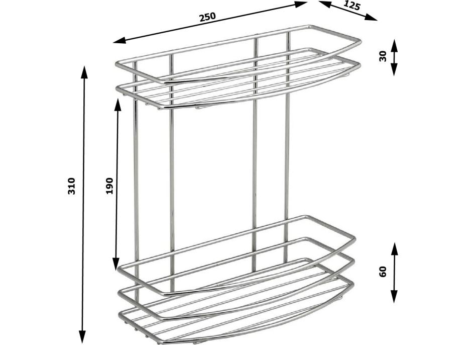 Aqualine CHROM LINE drôtená polica dvojitá, chróm 37014