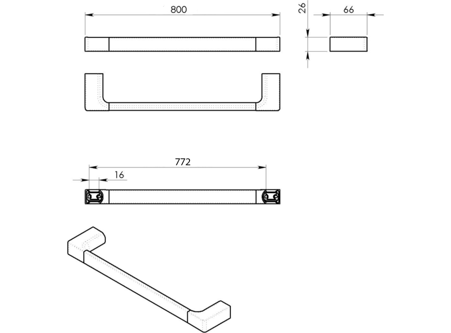 Gedy PIRENEI držiak uterákov 800x66mm, chróm PI218013