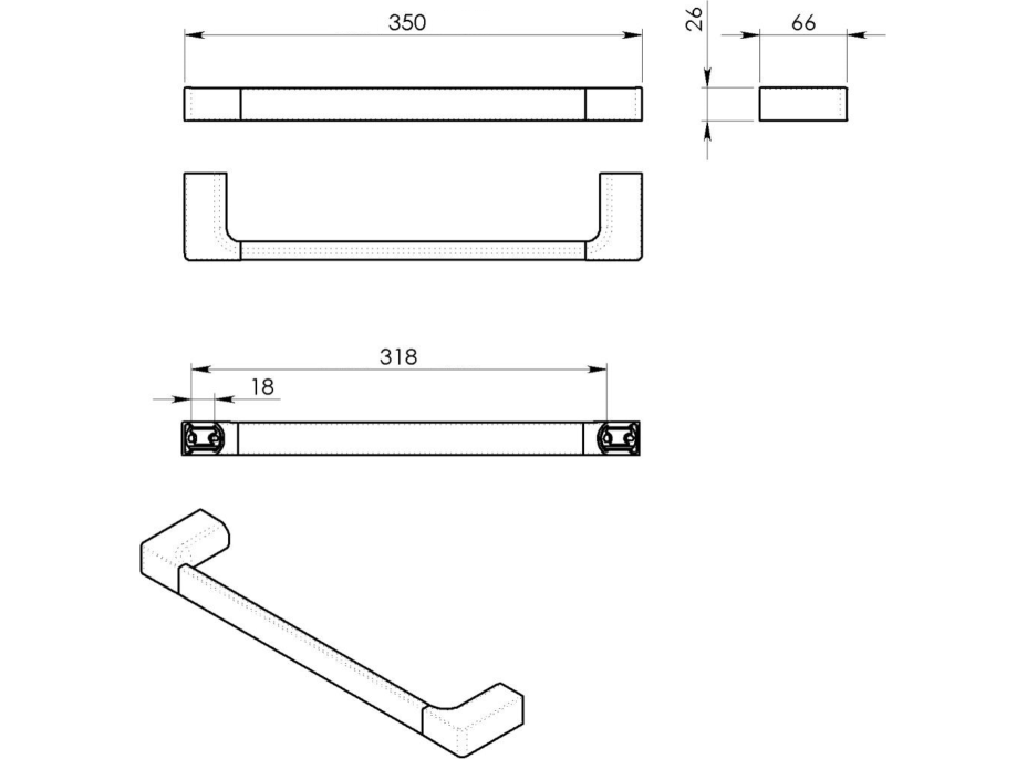 Gedy PIRENEI držiak uterákov 350x66mm, chróm PI213513