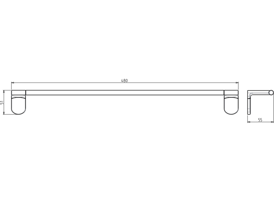 METAFORM ZERO držiak uterákov 480x55mm, chróm ZE420