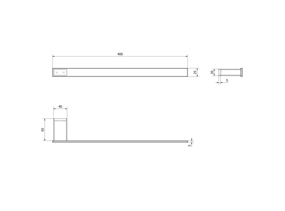 Sapho BELLA držiak uterákov 400x25 mm, čierna mat FA311B