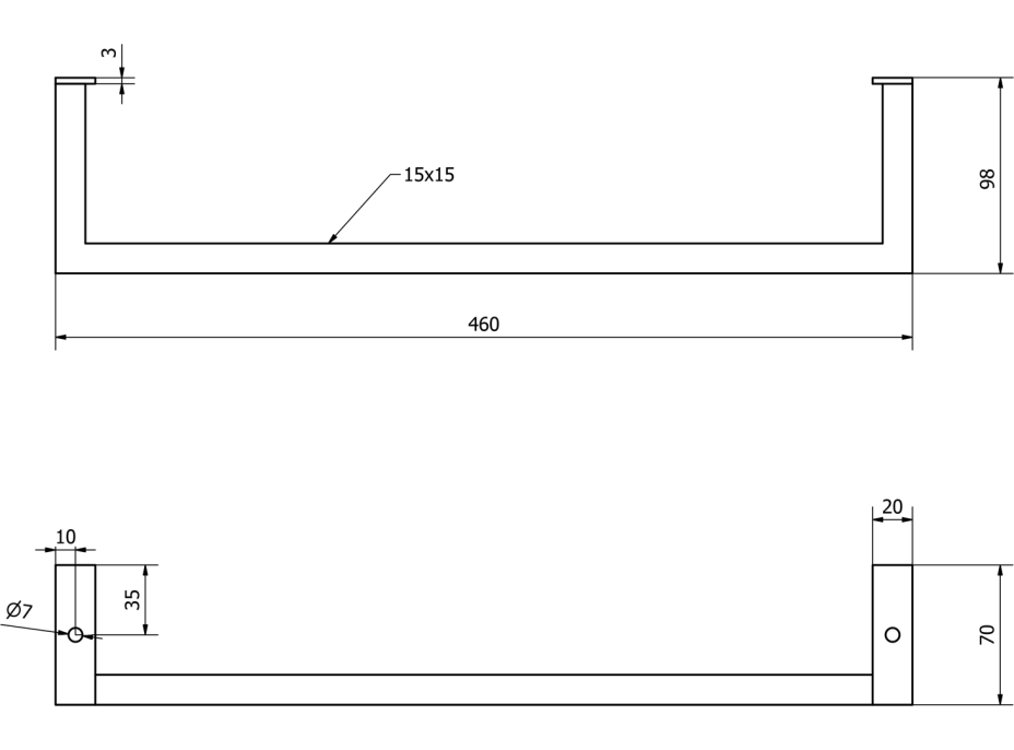 Sapho HANG držiak uterákov pod umývadlo 460x98mm, čierna mat HG460