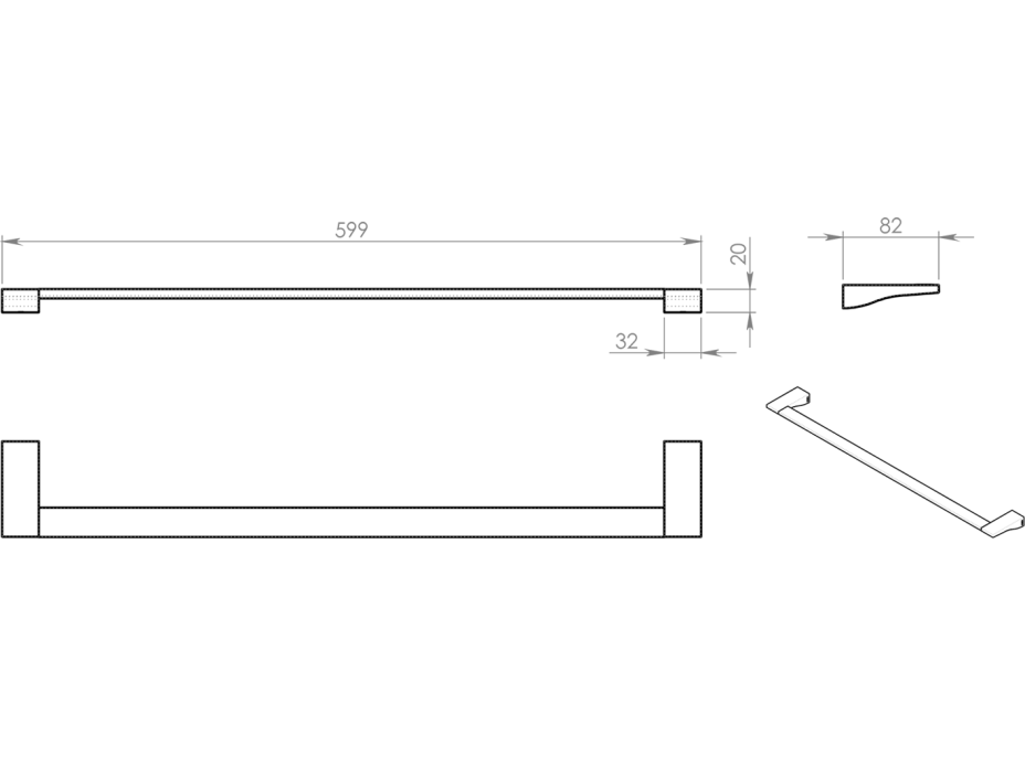 Gedy GLAMOUR držiak uterákov 600x82mm, chróm 572160