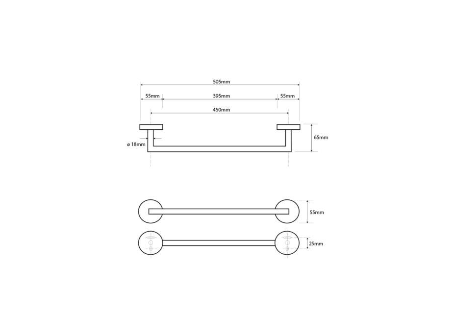 Sapho X-ROUND držiak uterákov 450x65mm, chróm XR402