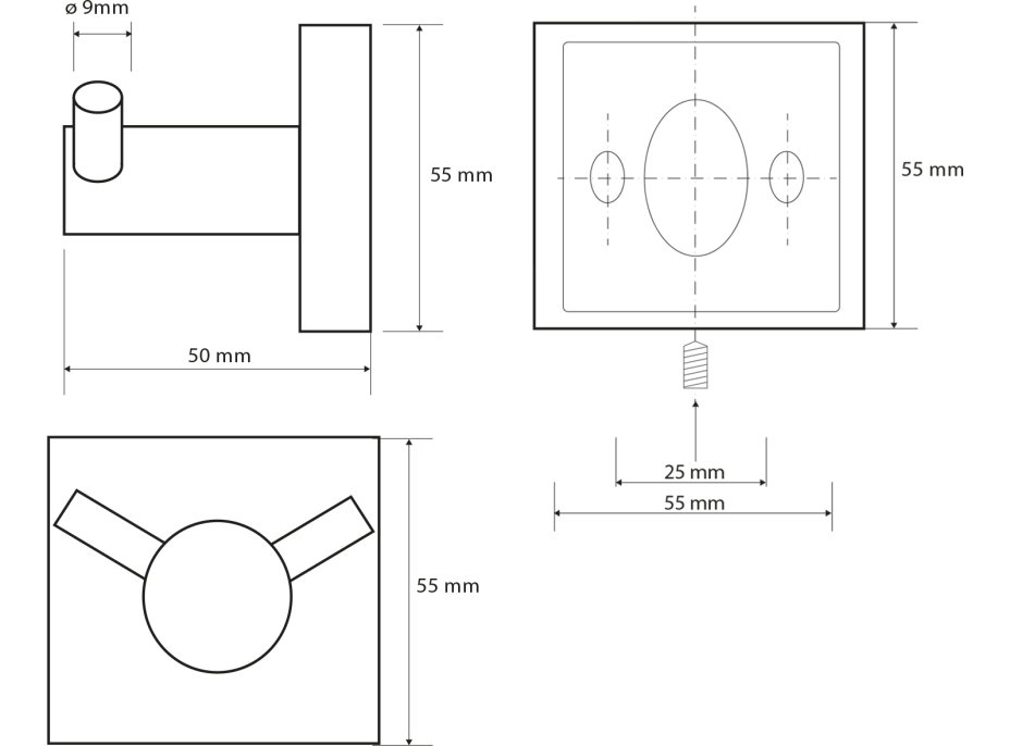 Sapho X-SQUARE dvojháčik, chróm XQ201