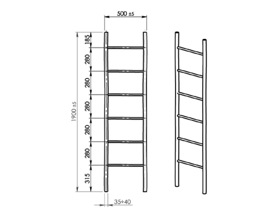 Gedy BAMBUS sušiak uterákov 500x1900x40mm, bambus 1031