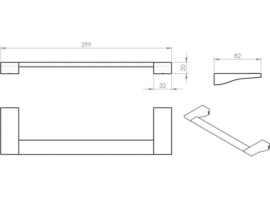 Gedy GLAMOUR držiak uterákov 300x82mm, chróm 572130