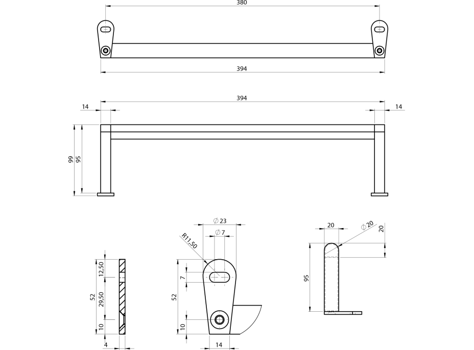 GSI KUBE X držiak uterákov 45cm, pre umývadlo 9485, chróm PAKUBEX45