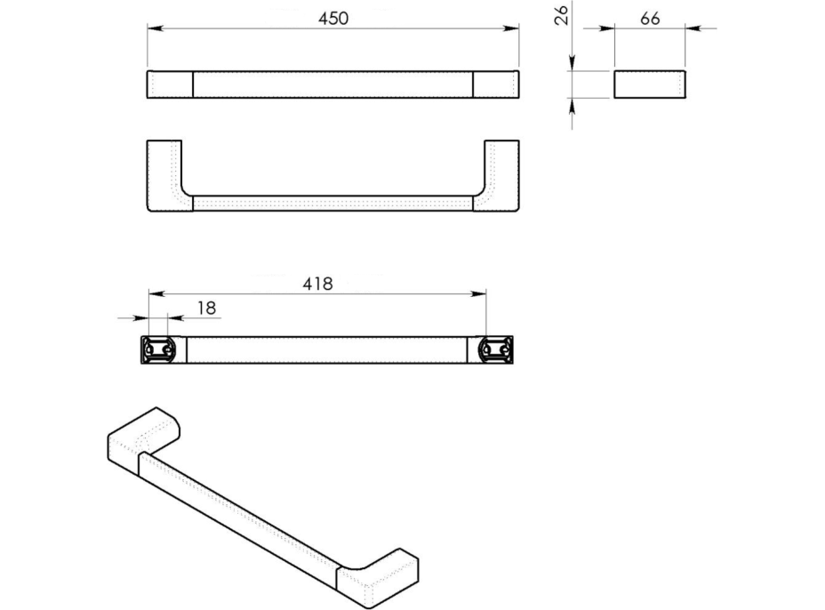 Gedy PIRENEI držiak uterákov 450x66mm, chróm PI214513