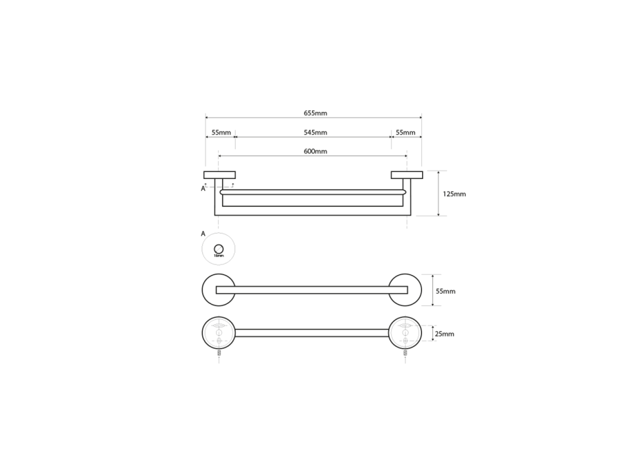 Sapho X-STEEL dvojitý držiak uterákov 600x125mm, nerez mat XS403