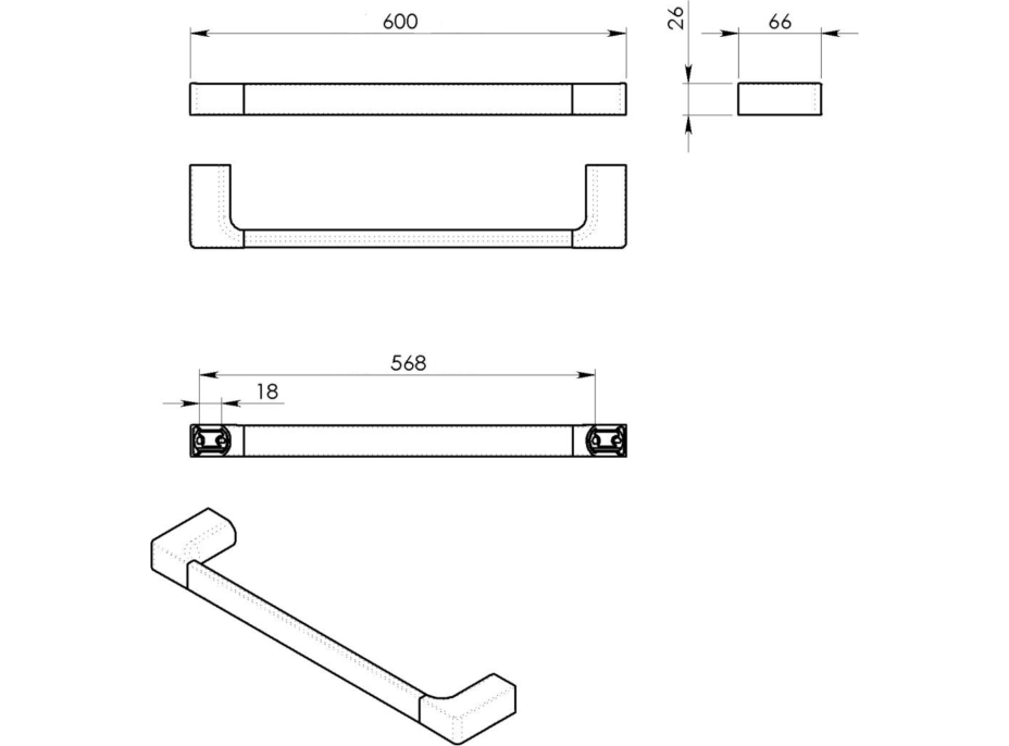 Gedy PIRENEI držiak uterákov 600x66mm, chróm PI216013