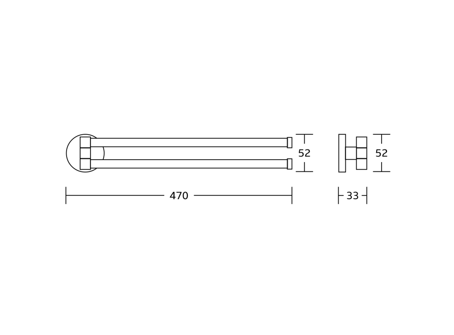 Aqualine SAMBA dvojitý držiak uterákov otočný 450mm, chróm SB121