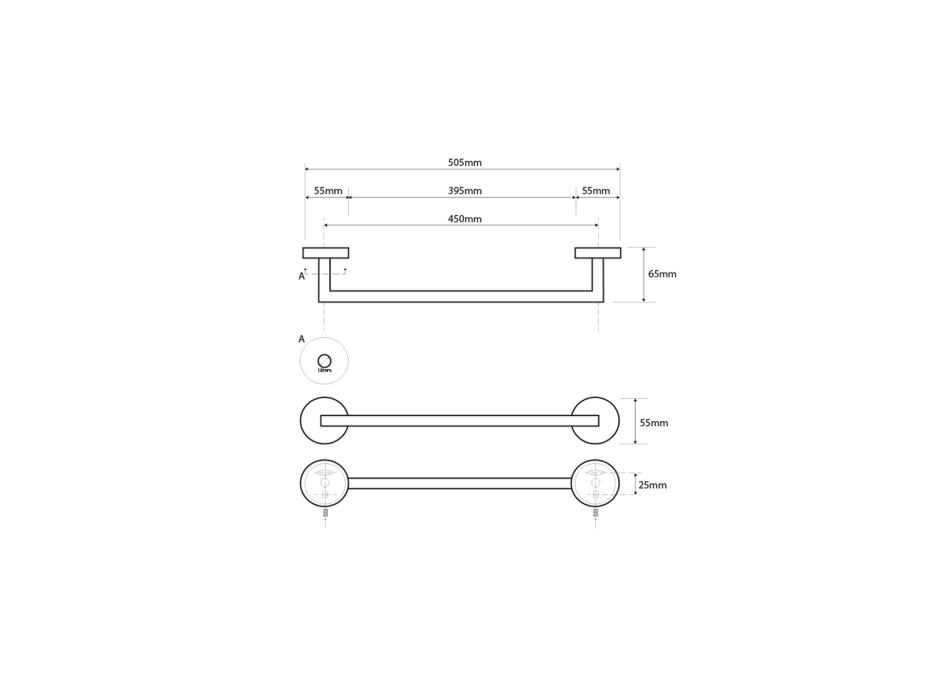 Sapho X-STEEL držiak uterákov 450x65mm, nerez mat XS401