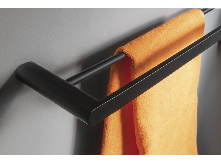 Sapho FLORI dvojitý držiak uterákov 600x127mm, čierna mat RF011/15