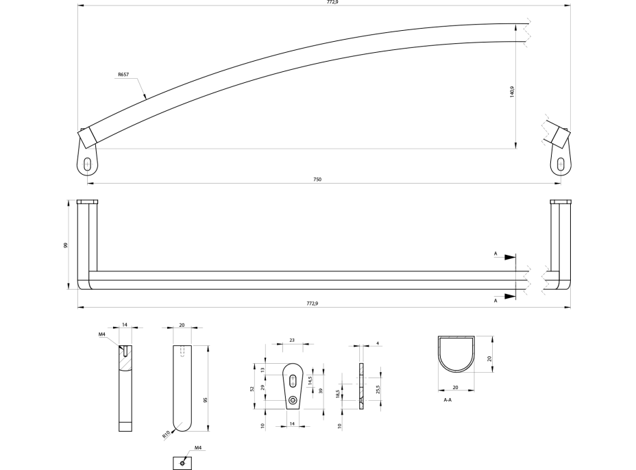 GSI NORM čelný držiak uterákov 80cm, pre umývadlo 8644111, chróm PANMA80