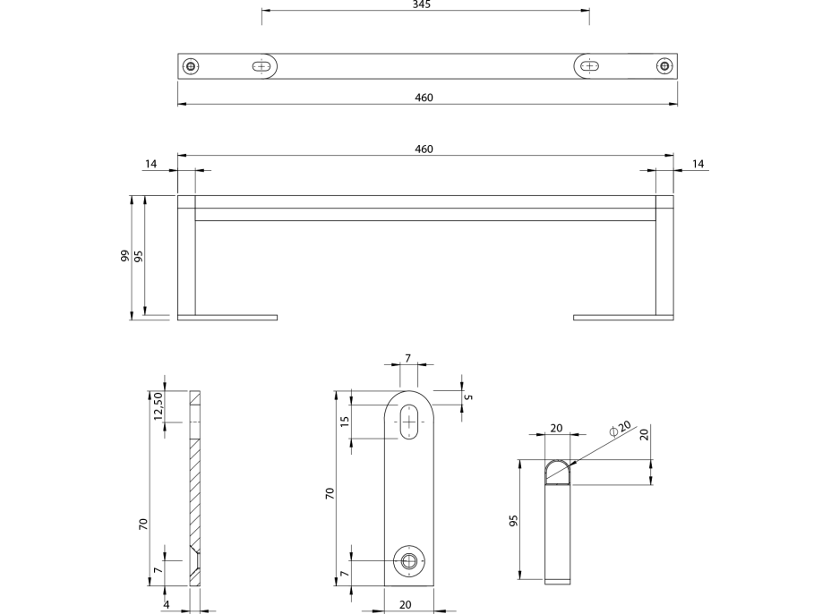 GSI KUBE X držiak uterákov 50cm, pre umývadlo 9486, chróm PAKUBEX50