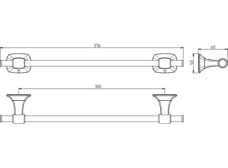 METAFORM AIDA držiak uterákov 300x60mm, chróm AI320