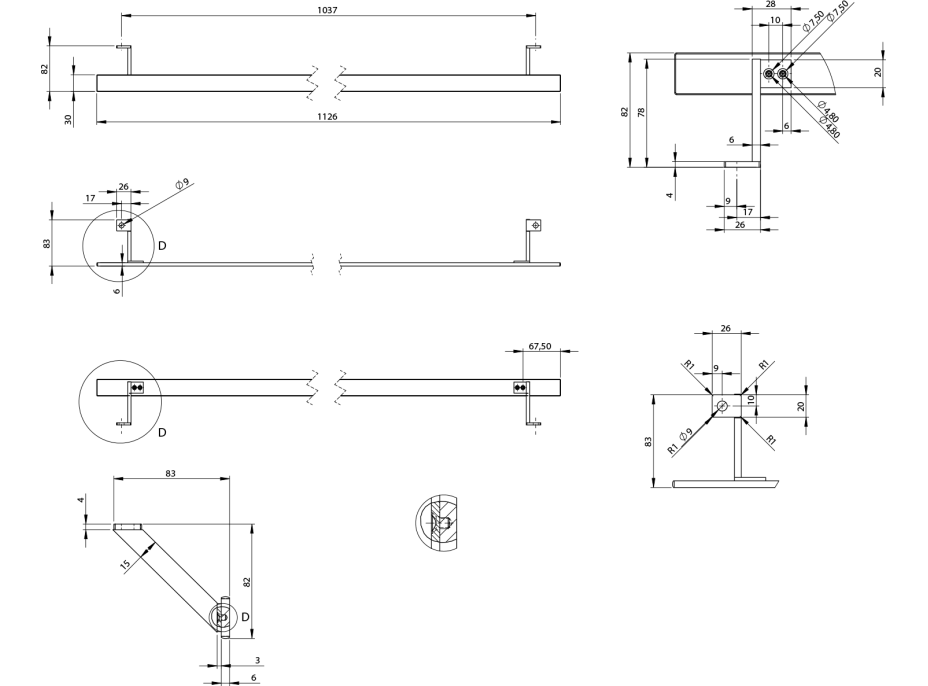 GSI PURA čelný držiak uterákov 122cm, chróm PAPRD122