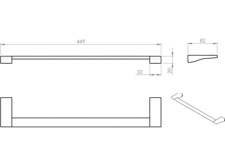 Gedy GLAMOUR držiak uterákov 450x82mm, chróm 572145