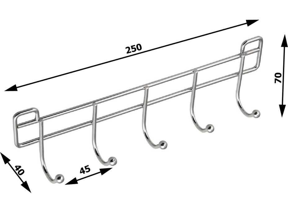 Aqualine CHROM LINE 5 háčik, chróm 37055