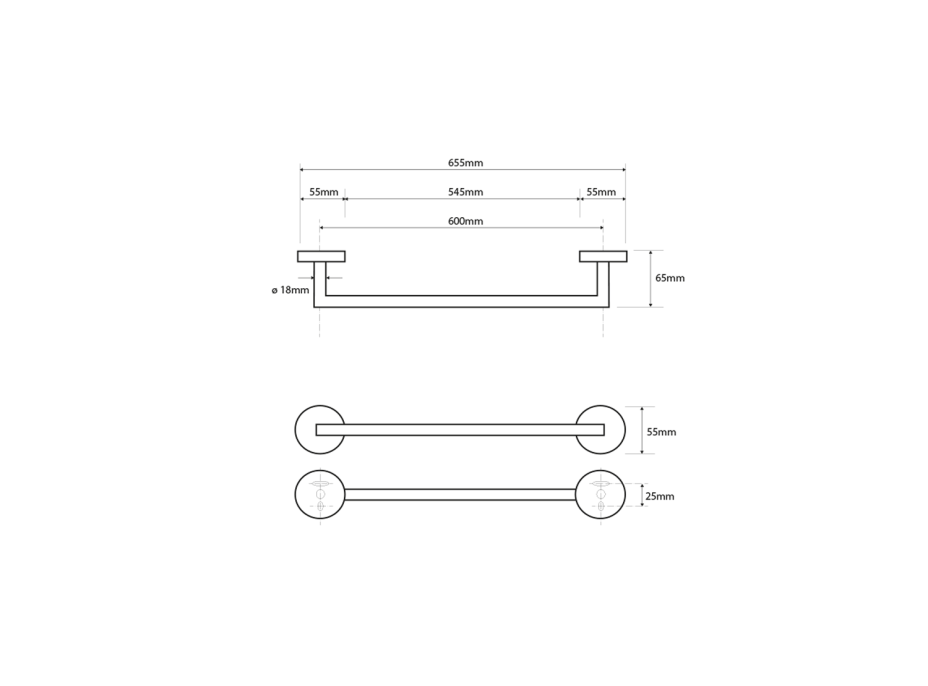 Sapho X-ROUND držiak uterákov 600x65mm, chróm XR404