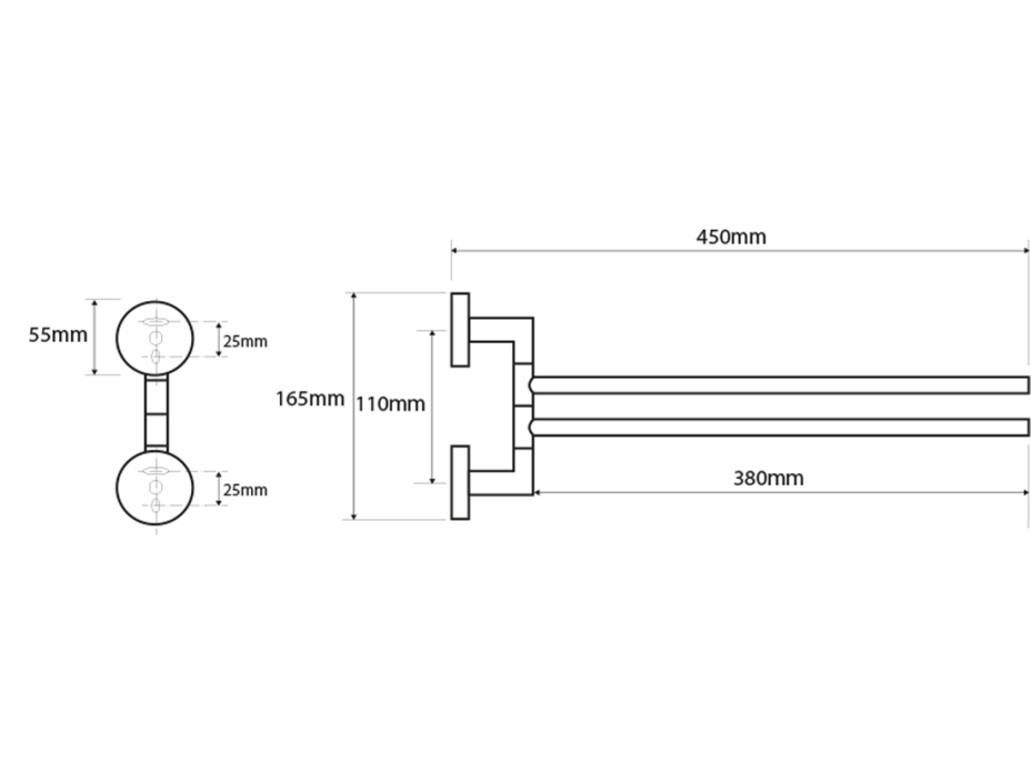 Sapho X-ROUND dvojitý držiak uterákov otočný 380mm, chróm XR403