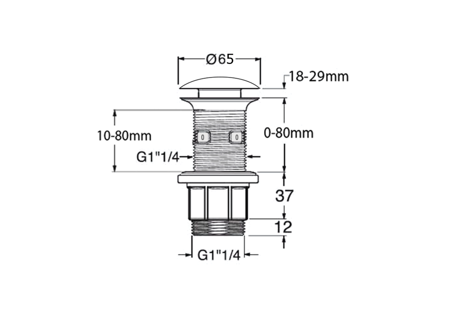 Sapho Umývadlová výpusť 5/4“, click-clack, betónová zátka, meď FG920