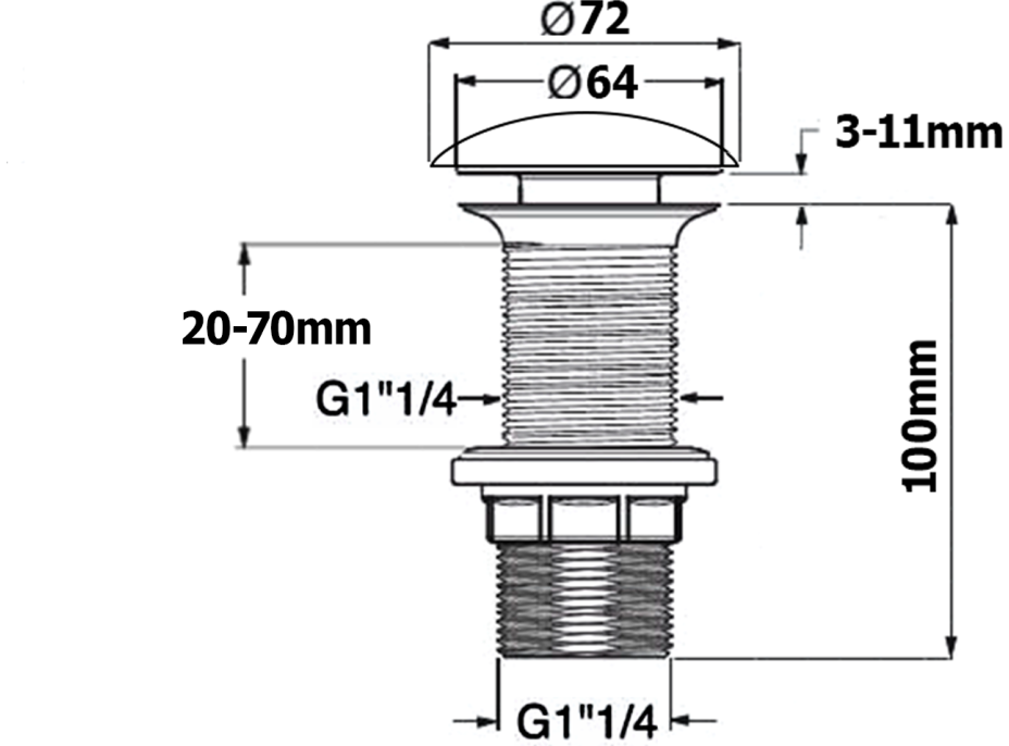 Isvea Umývadlová výpusť 5/4“, click-clack, keramická zátka, hr. 20-70 mm, antracit 38TP0162I