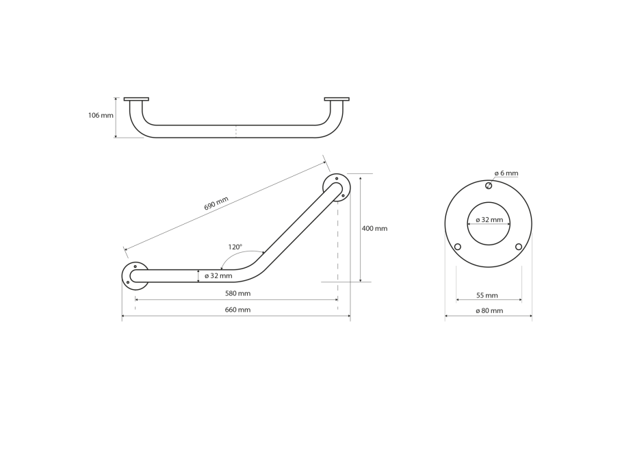 Sapho HANDICAP madlo 120° 400/400mm, biela XH501W