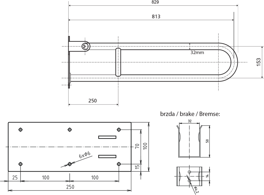 Sapho HANDICAP madlo sklopné 813mm, biela XH518W