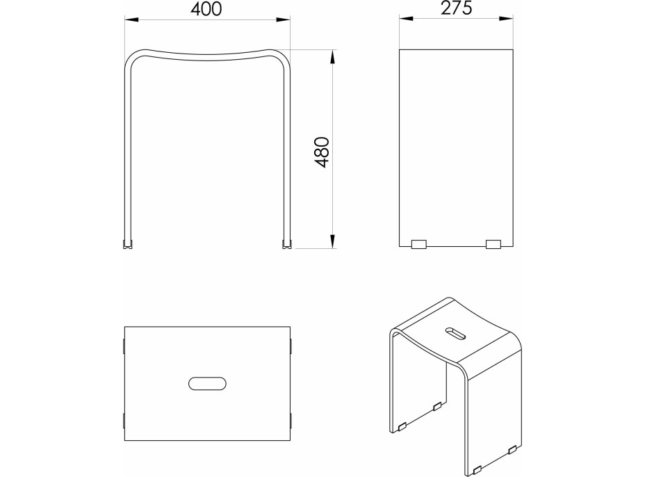 Ridder TRENDY kúpeľňová stolička 40x48x27,5cm, biela mat A211101