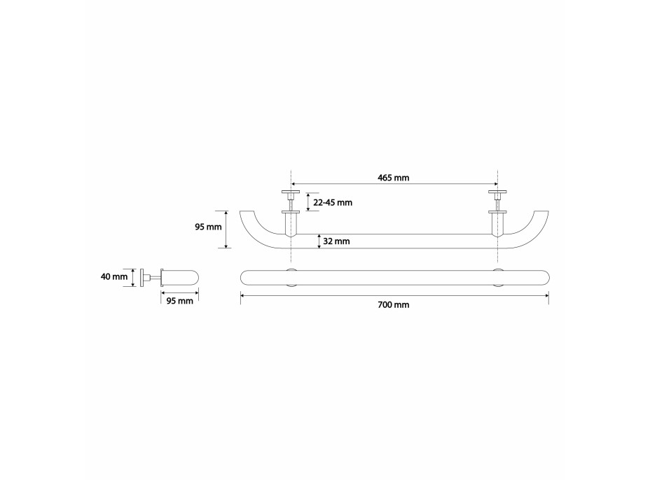 Sapho HANDICAP dverné madlo 700mm, nerez mat XH574