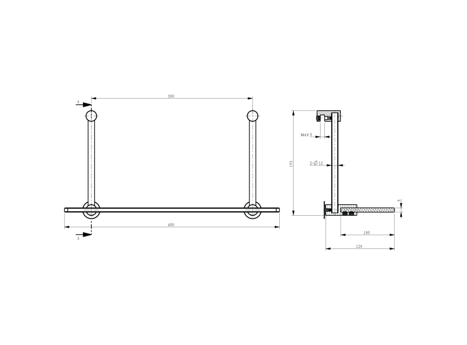 Sapho Závesná sklenená polička na sprchovú zástenu 400x180x125mm, čierna mat 1301-15B