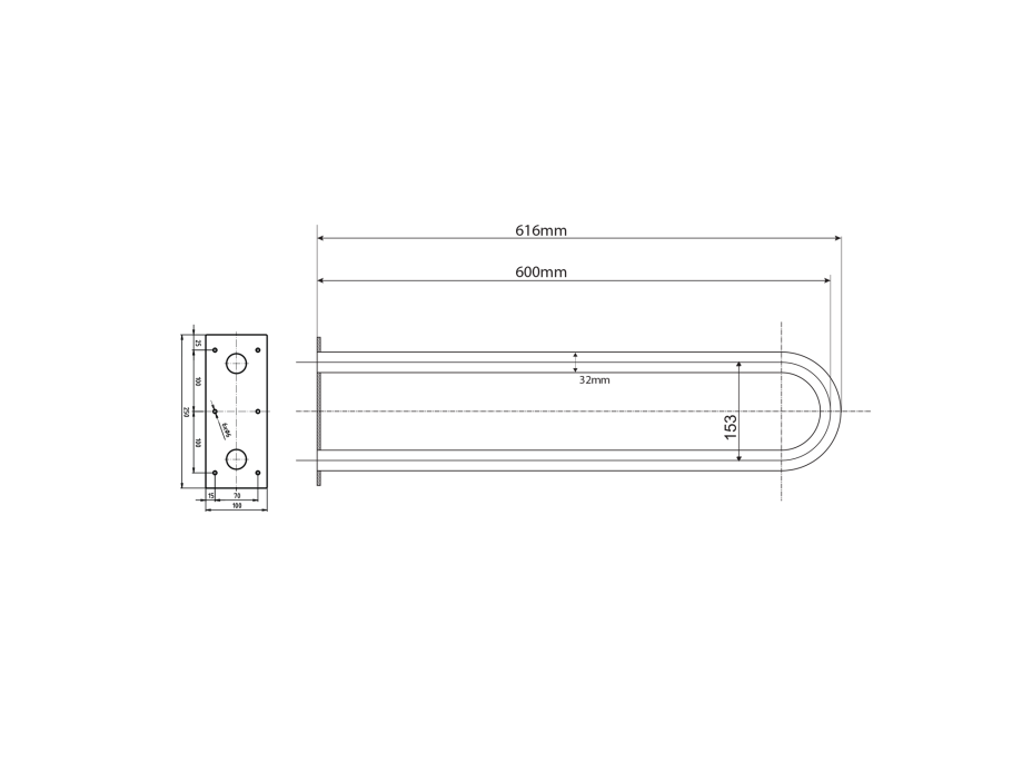 Sapho HANDICAP podperné madlo tvar U 600mm, nerez lesk XH538