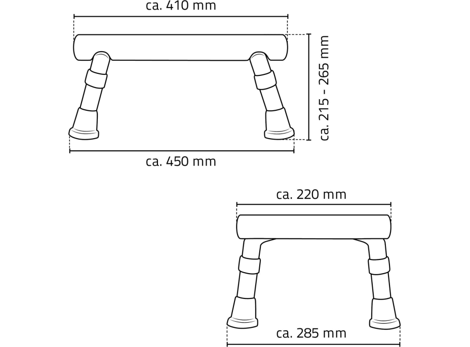 Ridder HANDICAP stolička na nohy, výškovo nastaviteľná, biela A0102601