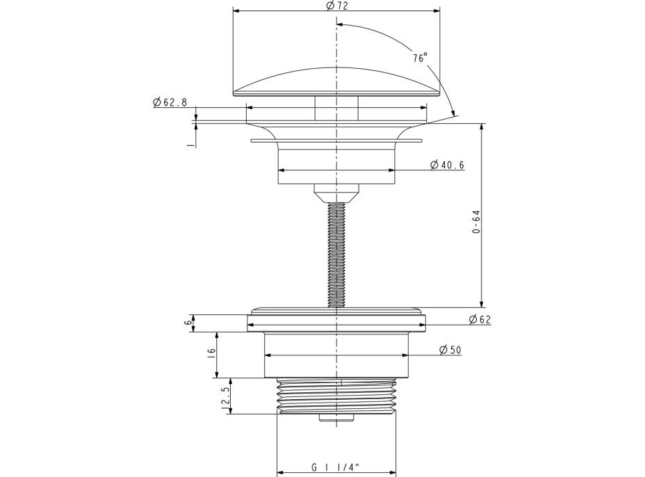 Silfra Umývadlová výpusť 5/4“, neuzatvárateľná, veľká krytka, hr.5-55mm, zlato UD52556P