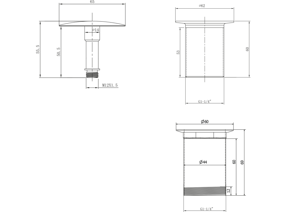 Aqualine Umývadlová výpusť 5/4“, neuzatvárateľná, veľká krytka, hr.10-50mm, chróm TF6001