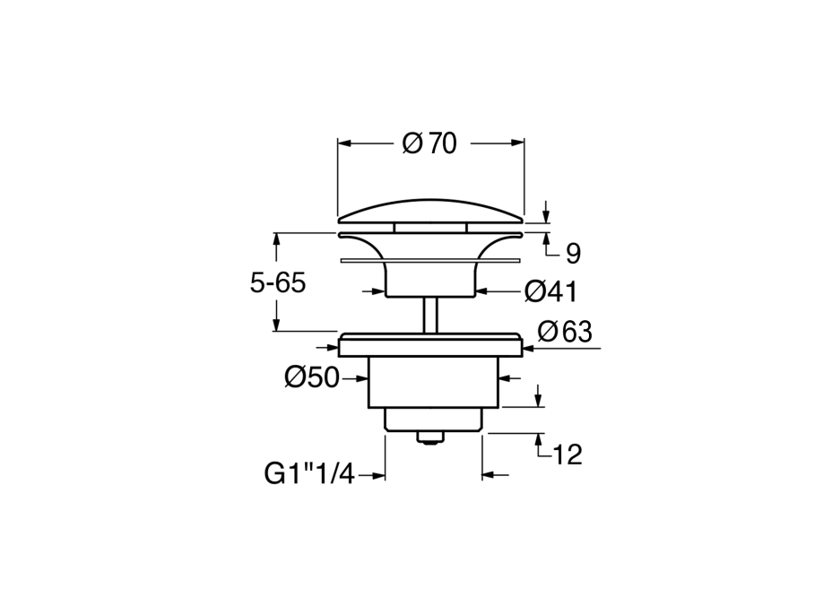 GSI GSI umývadlová výpusť 5/4“, neuzatvárateľná, hr.5-65 mm, keramická krytka, biela mat PVC09