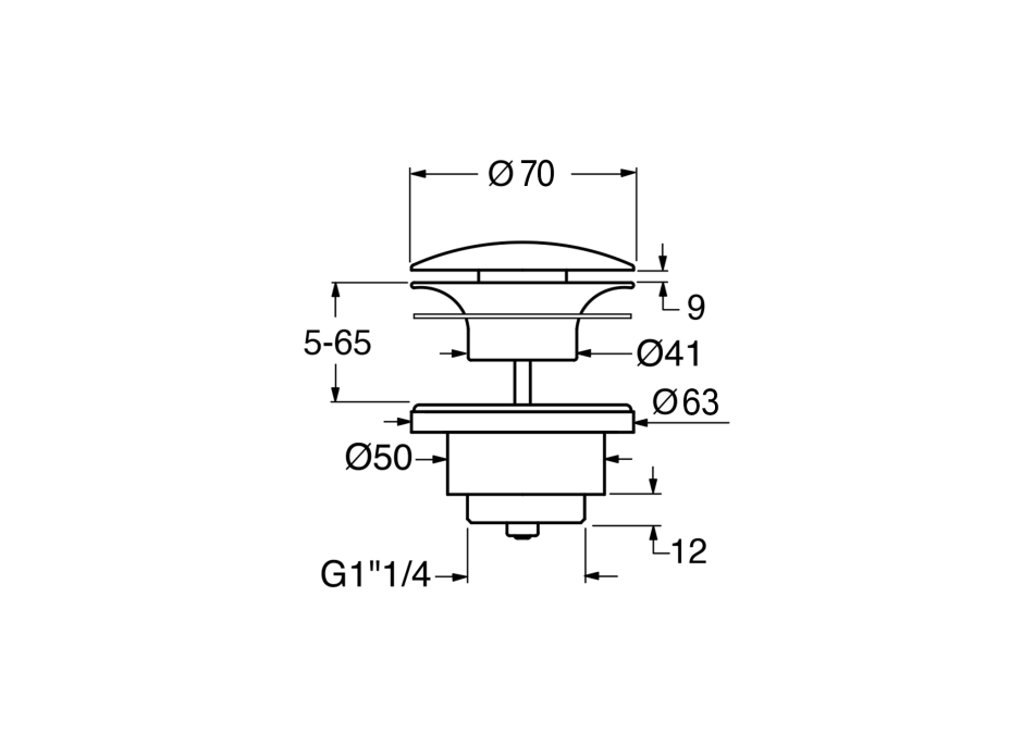 GSI GSI umývadlová výpusť 5/4“, neuzatvárateľná, hr.5-65 mm, keramická krytka, ghiaccio mat PVC15