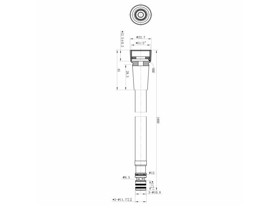 Sapho Sprchová hadica pre výsuvné sprchy, F1/2"-priemer 11mm, 180cm FR584