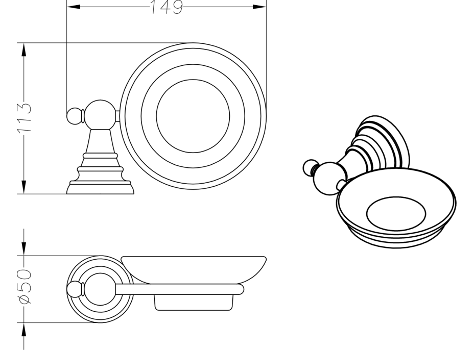 Sapho DIAMOND mydlenka, mliečne sklo, chróm 1317-02