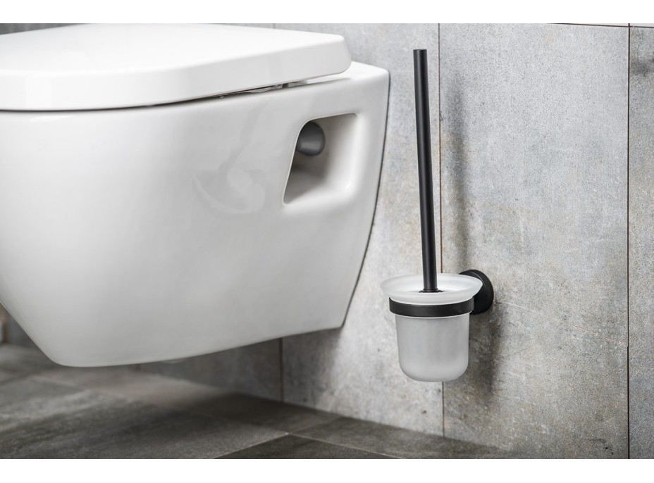Aqualine SAMBA WC kefa závesná, mliečne sklo, čierna mat SB208