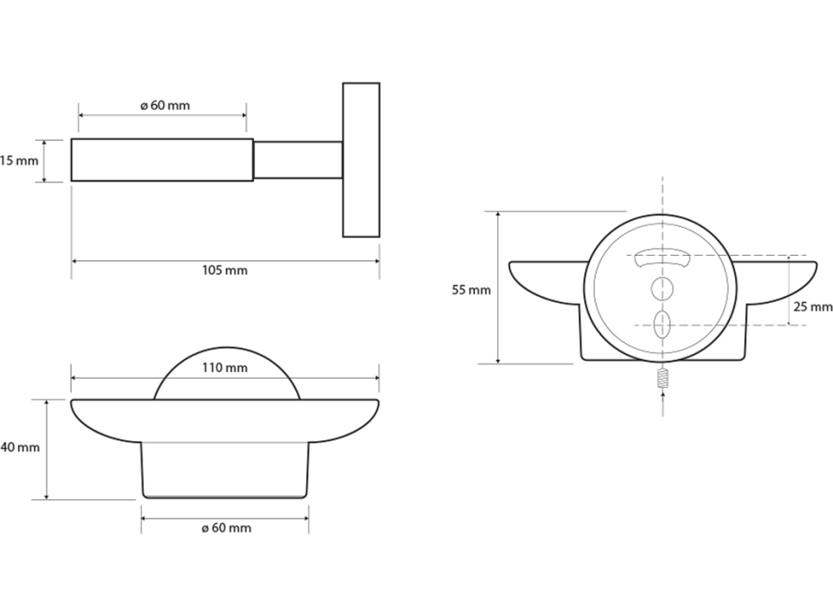 Sapho X-ROUND mydlenka, mliečne sklo, chróm XR803