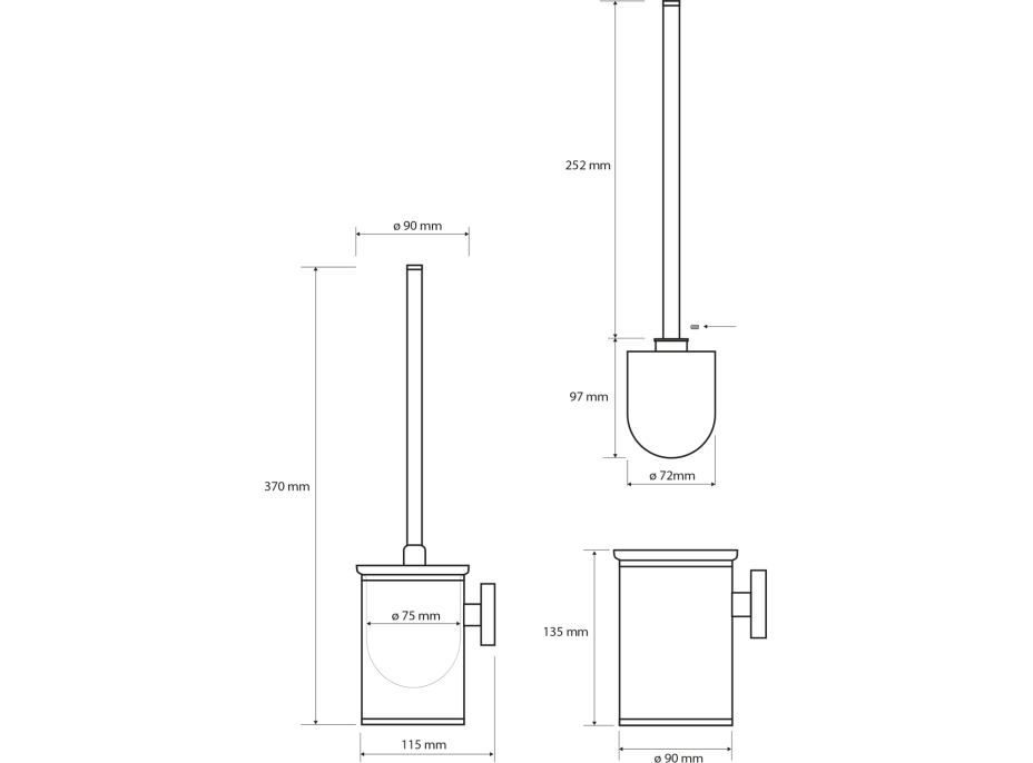 Sapho X-STEEL WC kefa závesná, nerez mat XS305