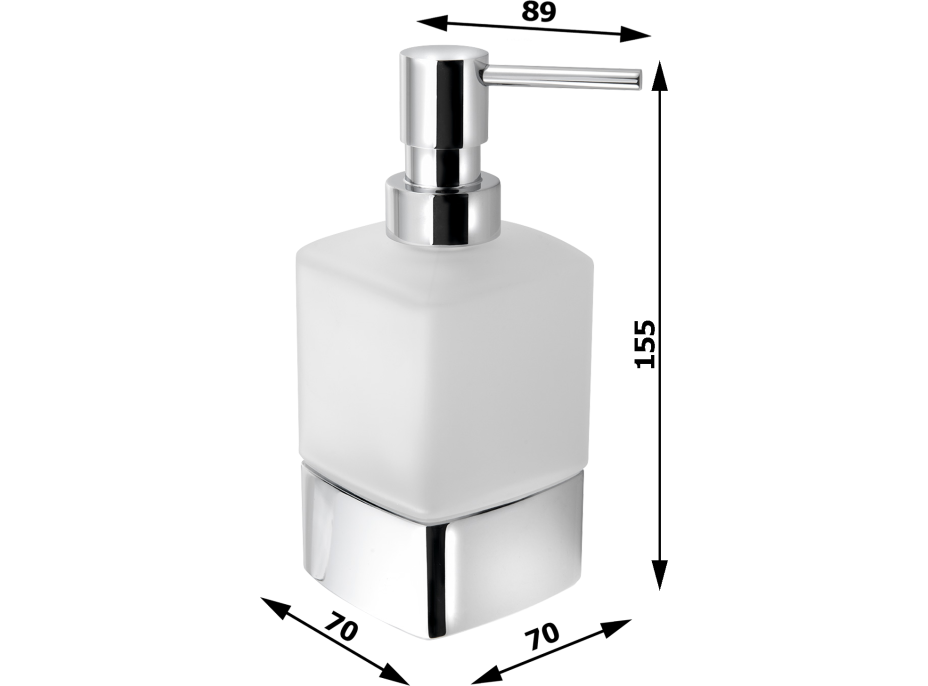 Gedy LOUNGE dávkovač mydla na postavenie, 280 ml, mliečne sklo, chróm 545513