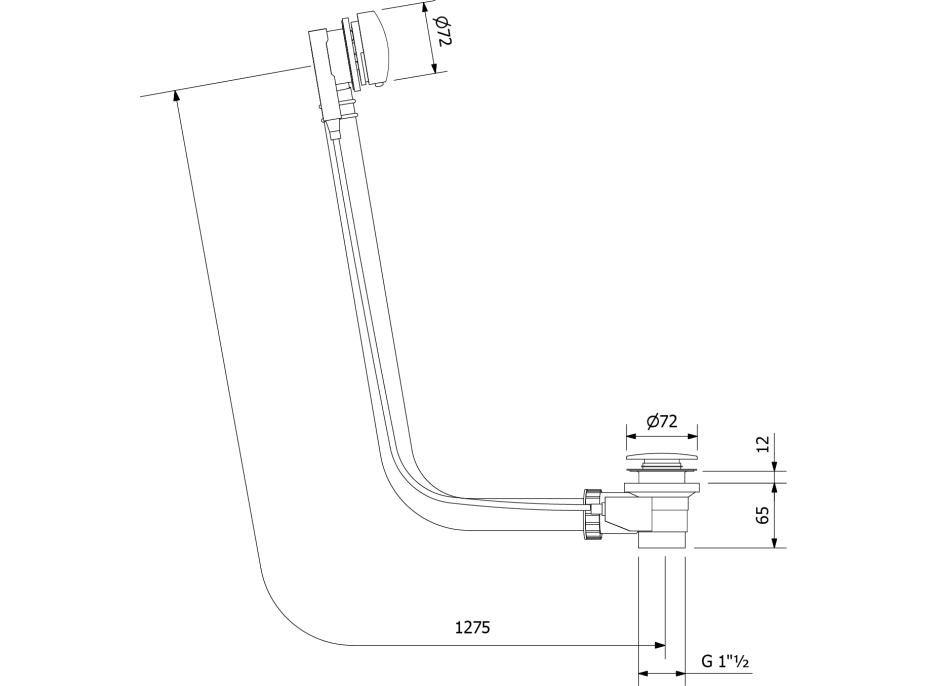 Polysan Vaňová súprava s bovdenom, dĺžka 1275mm, zátka 72mm, chróm 71683