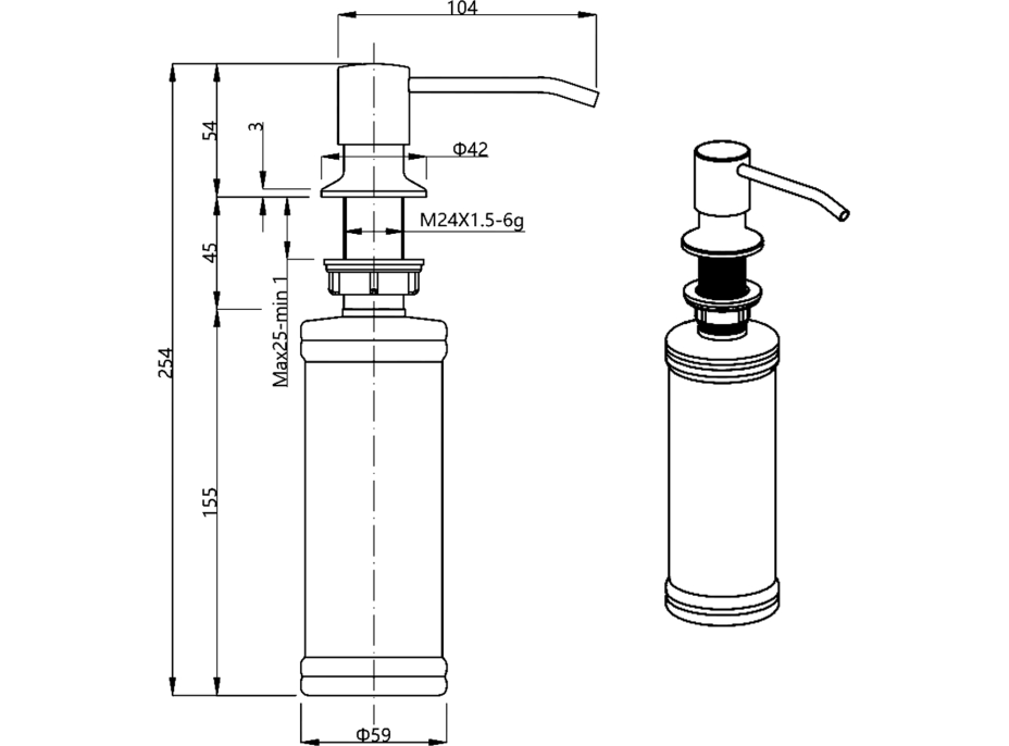 SAMONA Zápustný dávkovač mydla, okrúhly, ABS/čierna mat 31483503