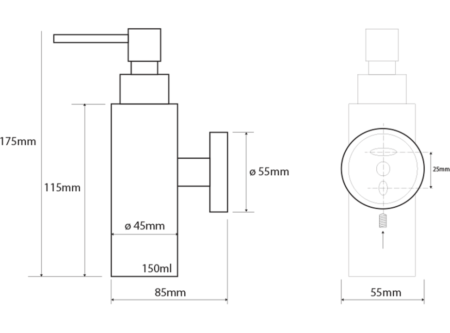 Sapho X-STEEL dávkovač mydla 150ml, nerez mat XS100