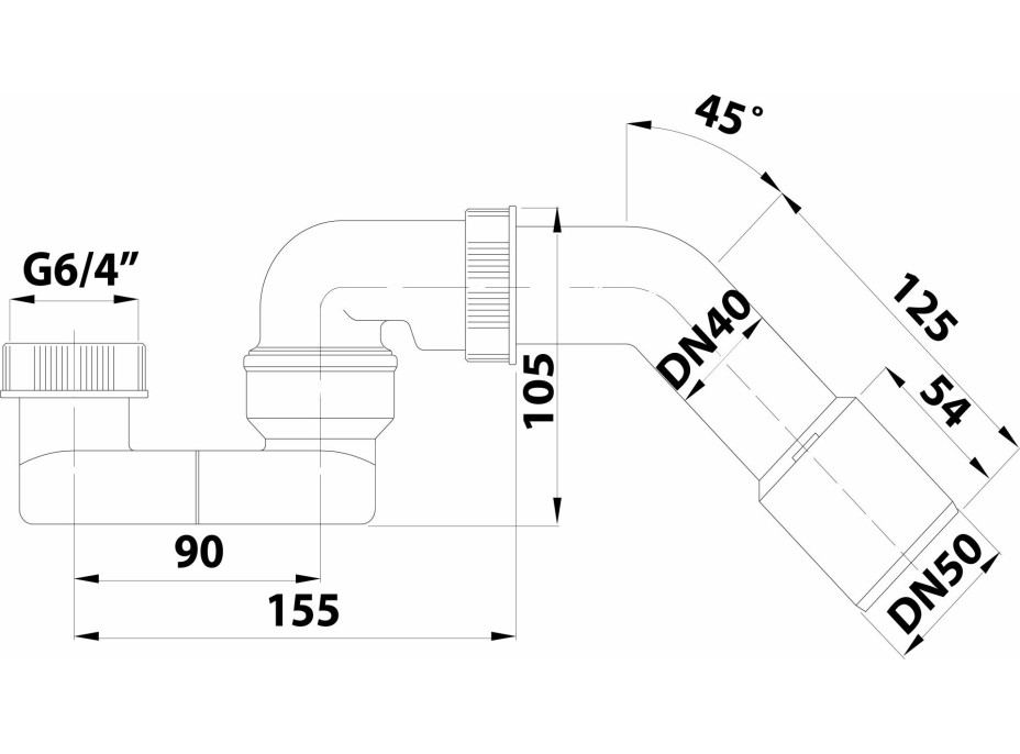 Bruckner Sifón s prevlečnou matkou 6/4“ a uhlovým kolenom DN40/50 164.425.0