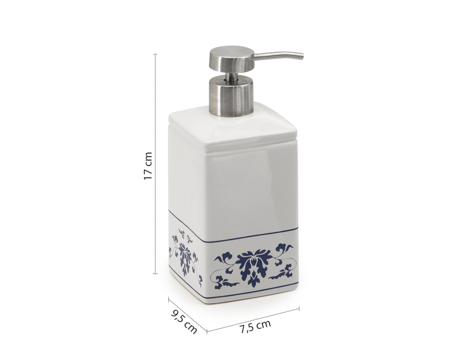 Gedy CIXI dávkovač mydla na postavenie, porcelán, biela/modrá CX8189